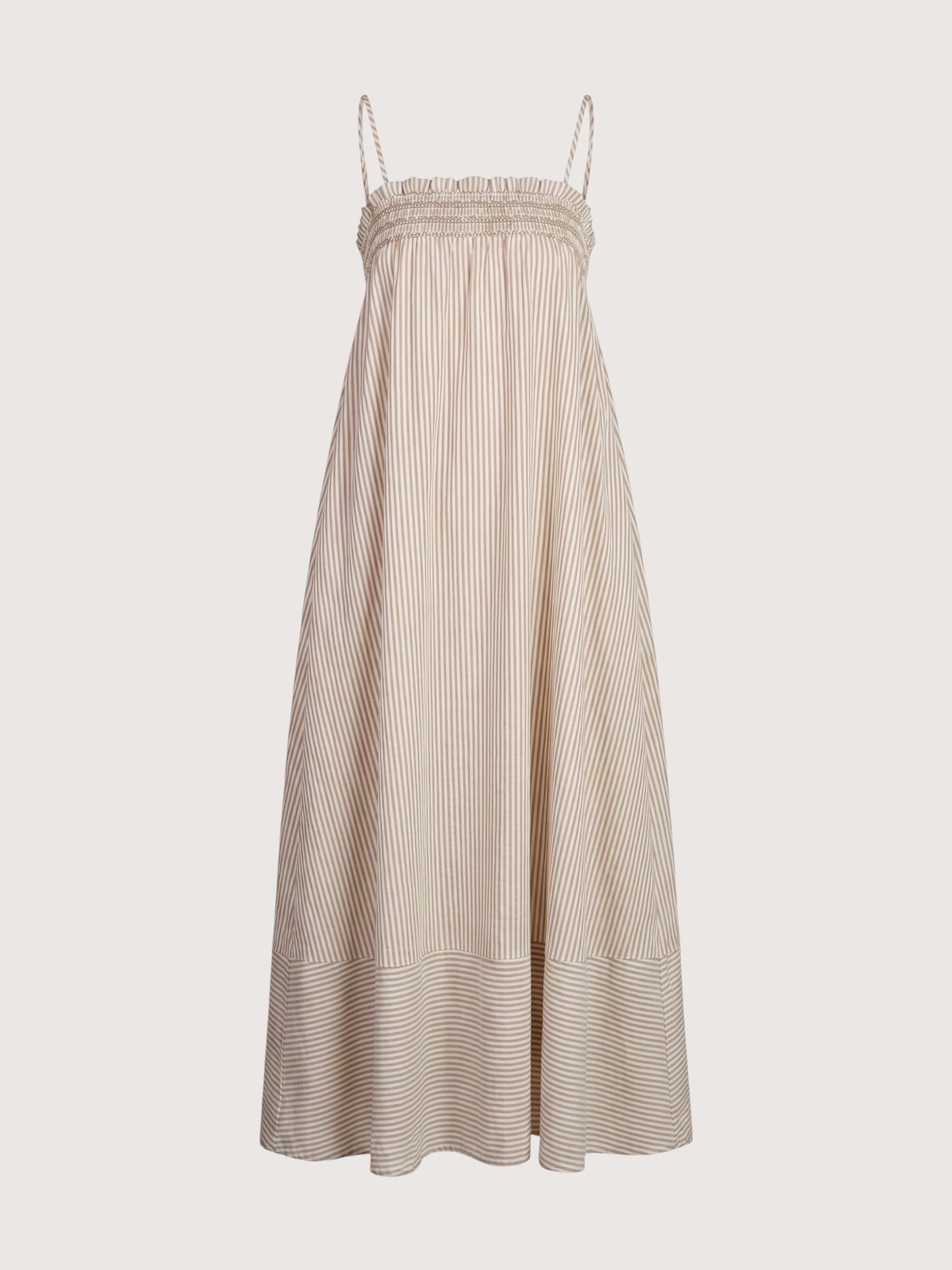 Smocked Striped Maxi Dress