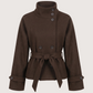 Violet High Neck Coat | Brown