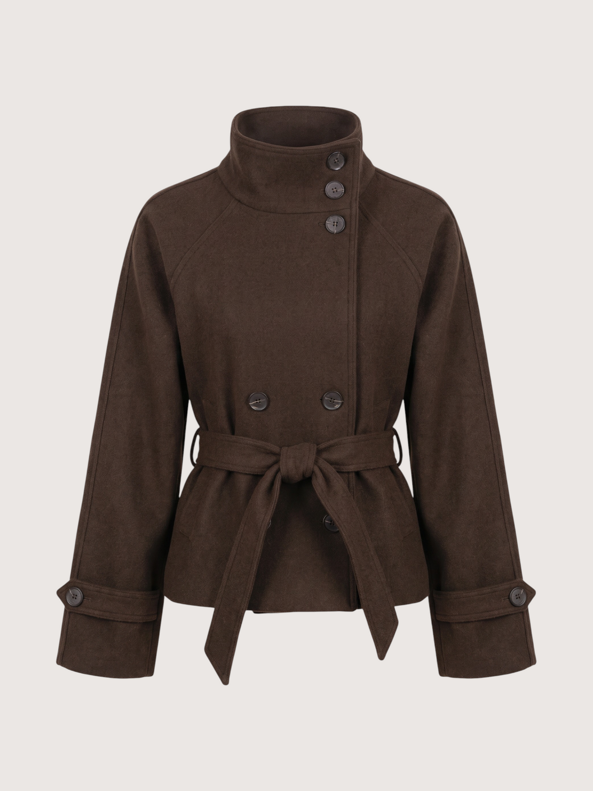 Violet High Neck Coat | Brown