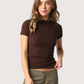 Boatneck Tee Shirt | Brown