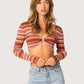 Twisted Front Striped Top | Rust