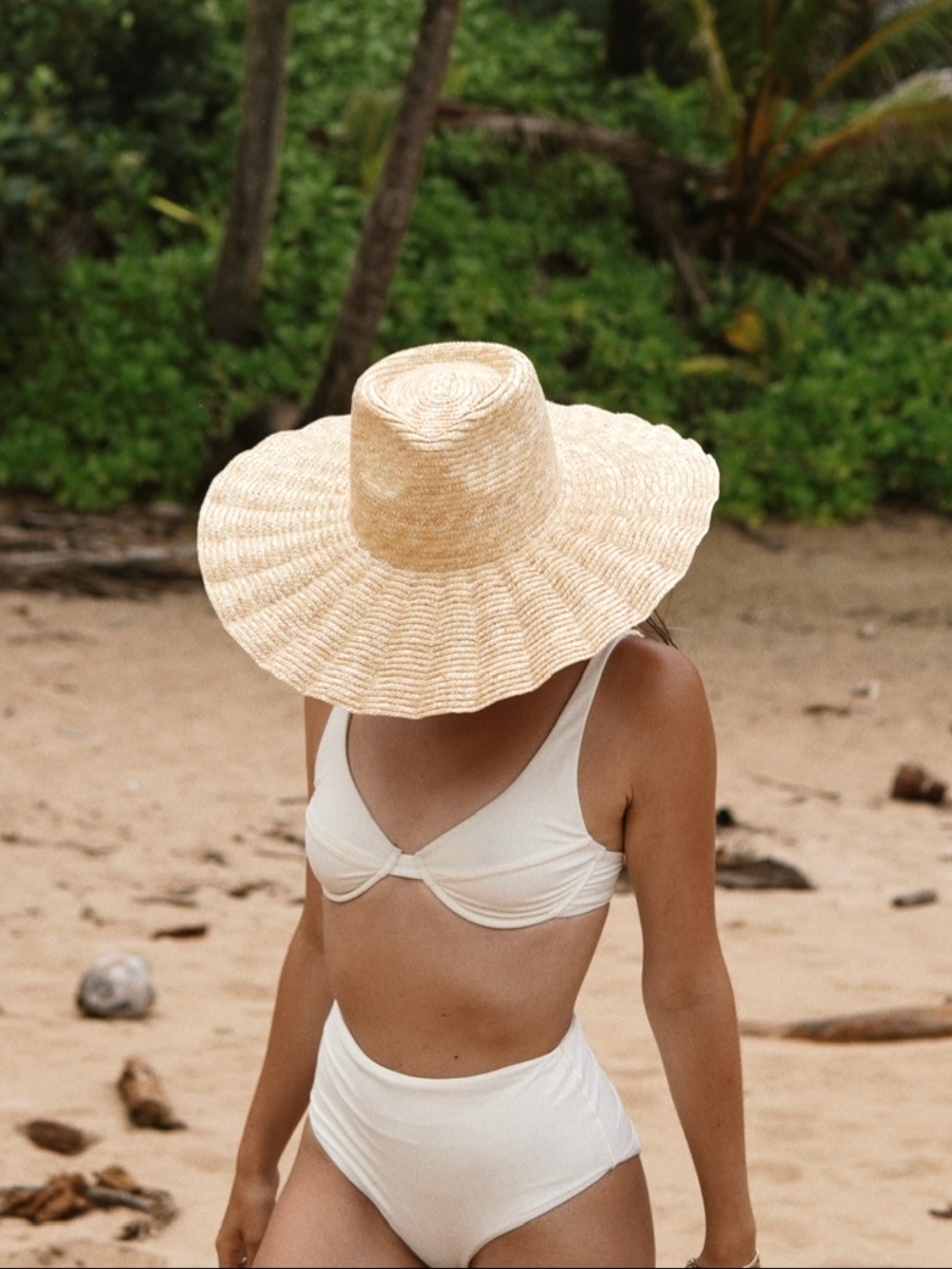 Wide Brim Straw Hat | Beige