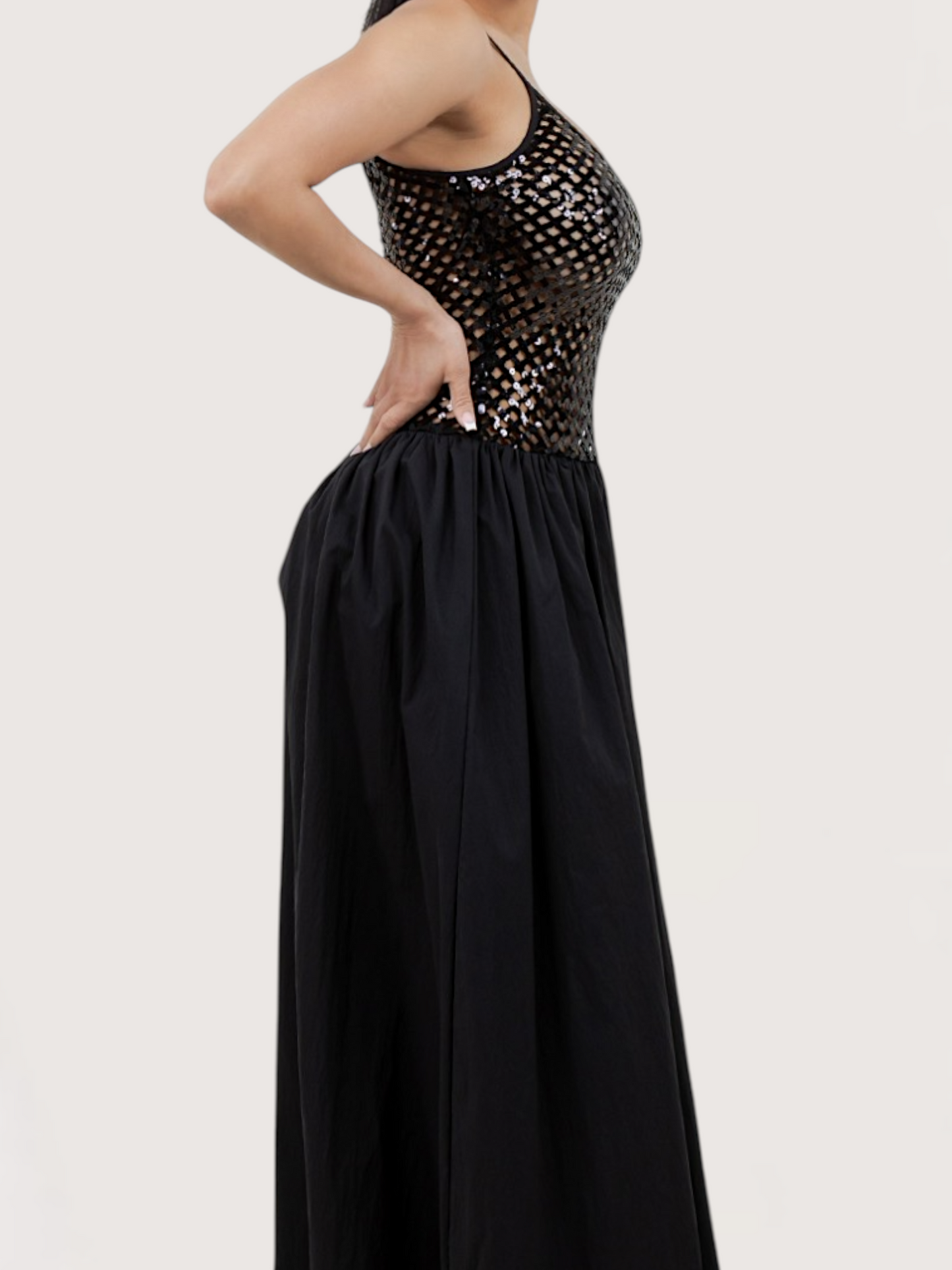 Netted Sequin Maxi Dress
