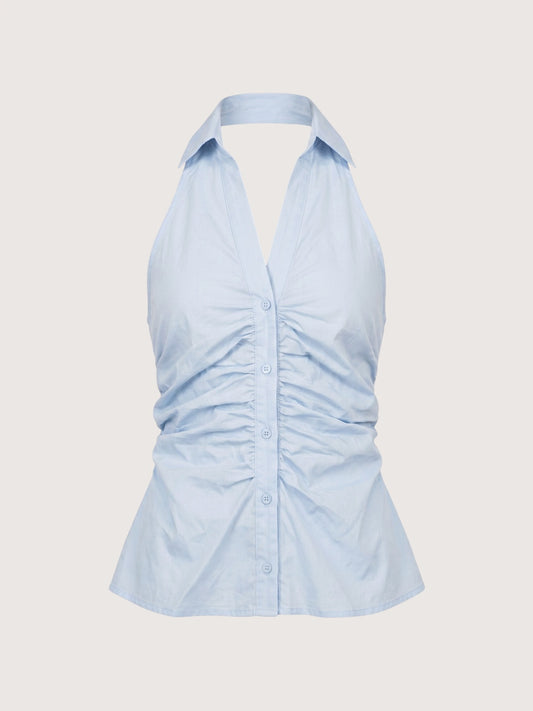 Open Back Halter Top | Blue