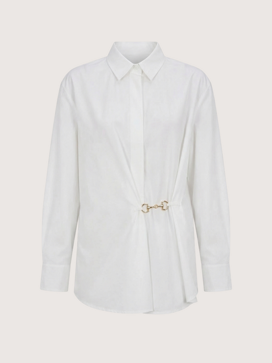 Horse Bit Poplin Blouse | White