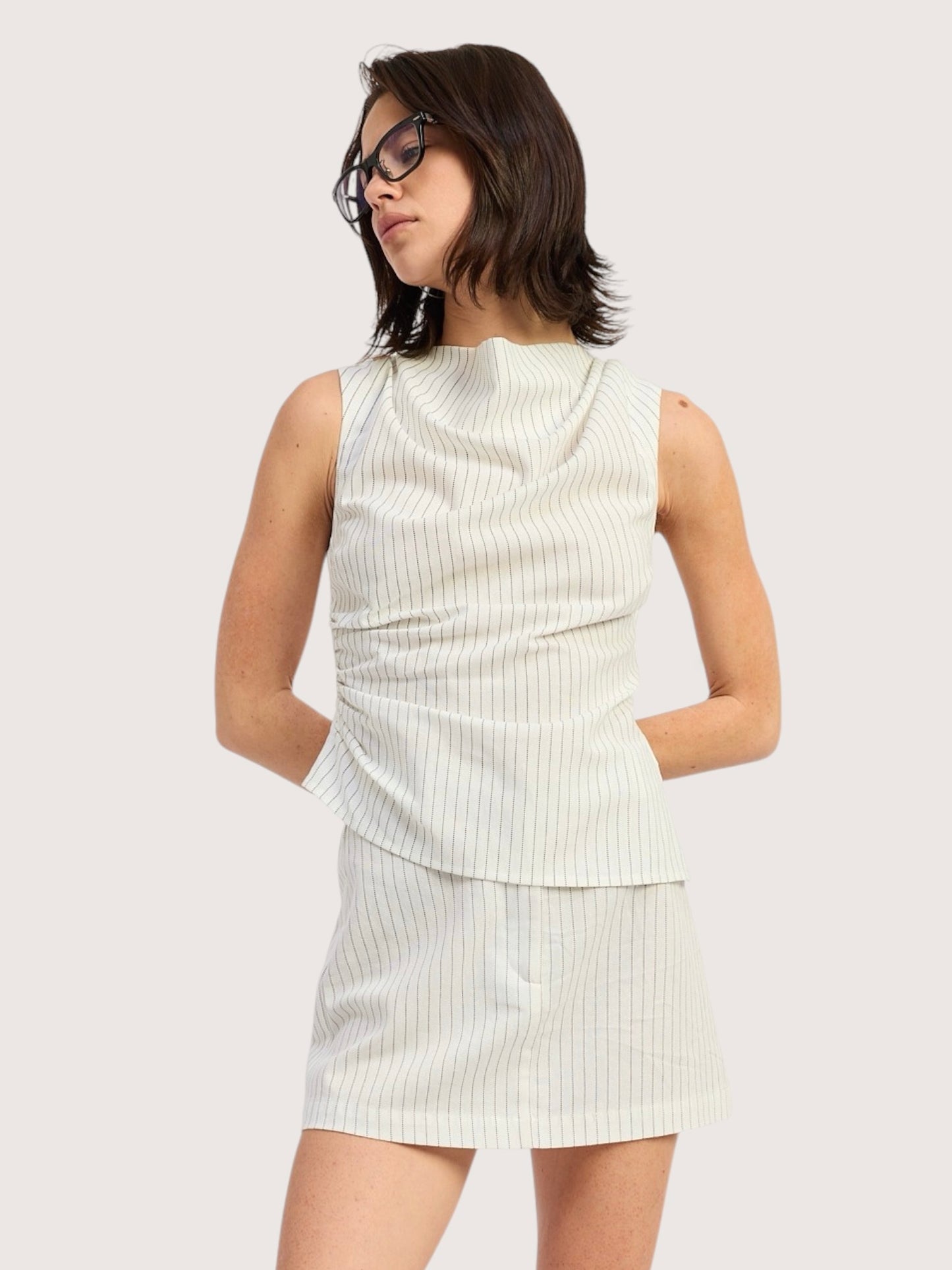 Romy Striped Draped Top