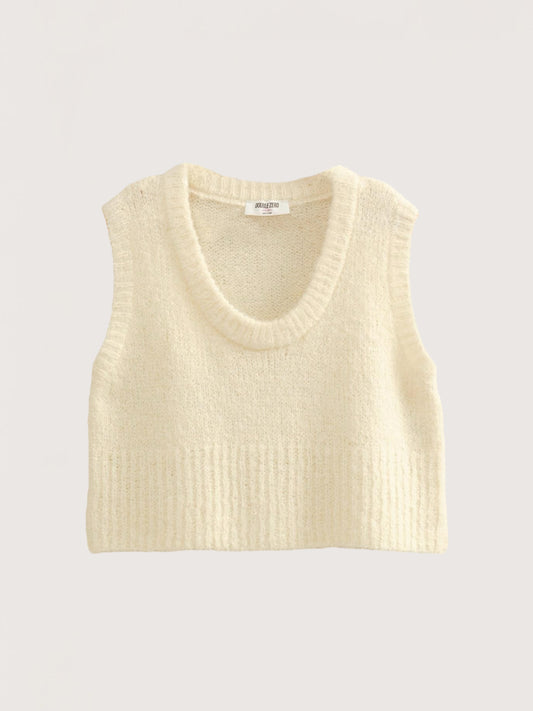 Fuzzy Knit Vest Top |  Cream