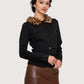 Fur Collar Belted Sweater
