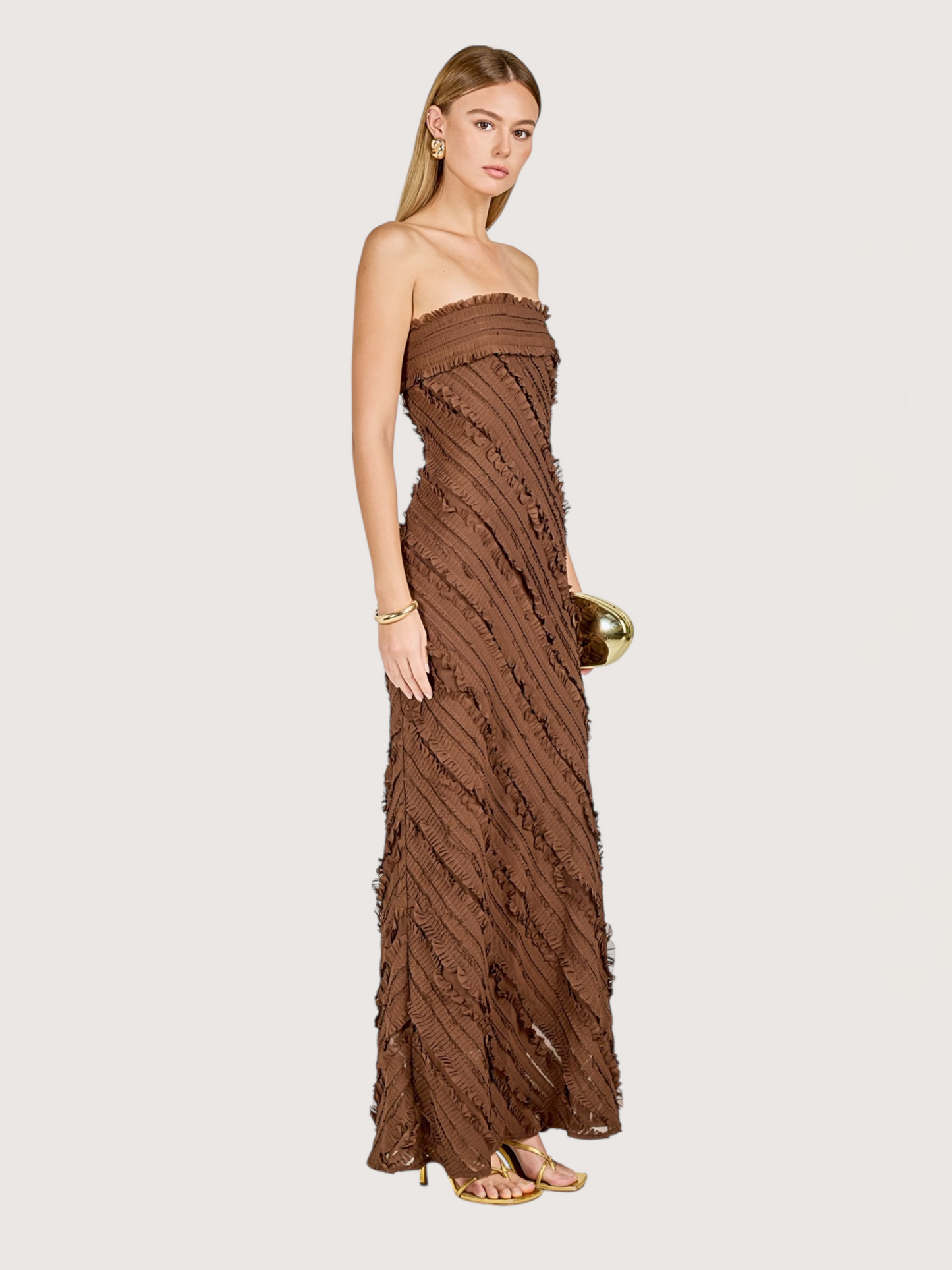 Ruffled Column Maxi Dress