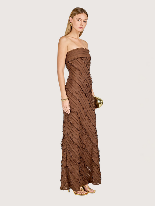 Ruffled Column Maxi Dress