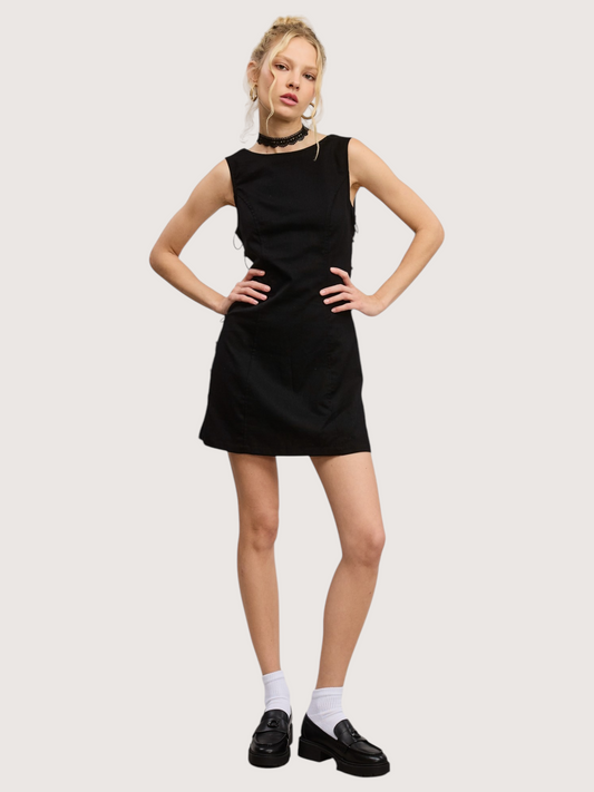 Side Ring Mini Dress |Black