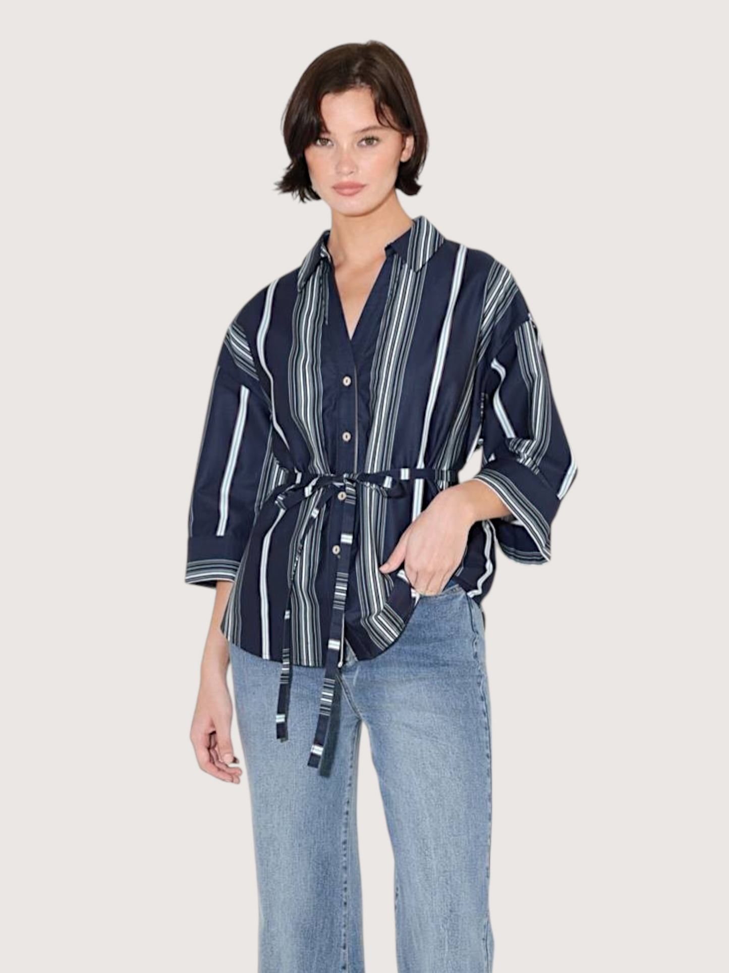 Monette Striped Button Up