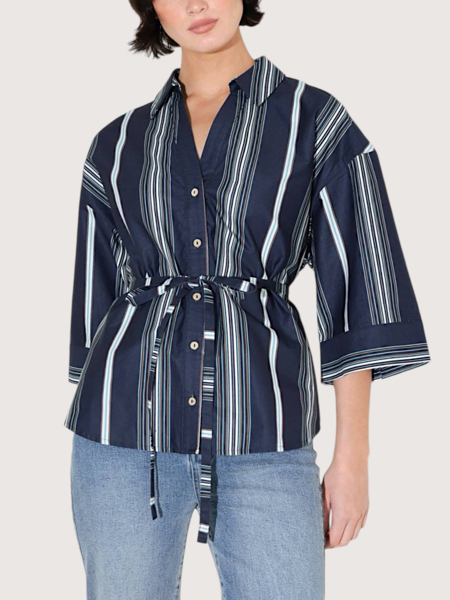 Monette Striped Button Up