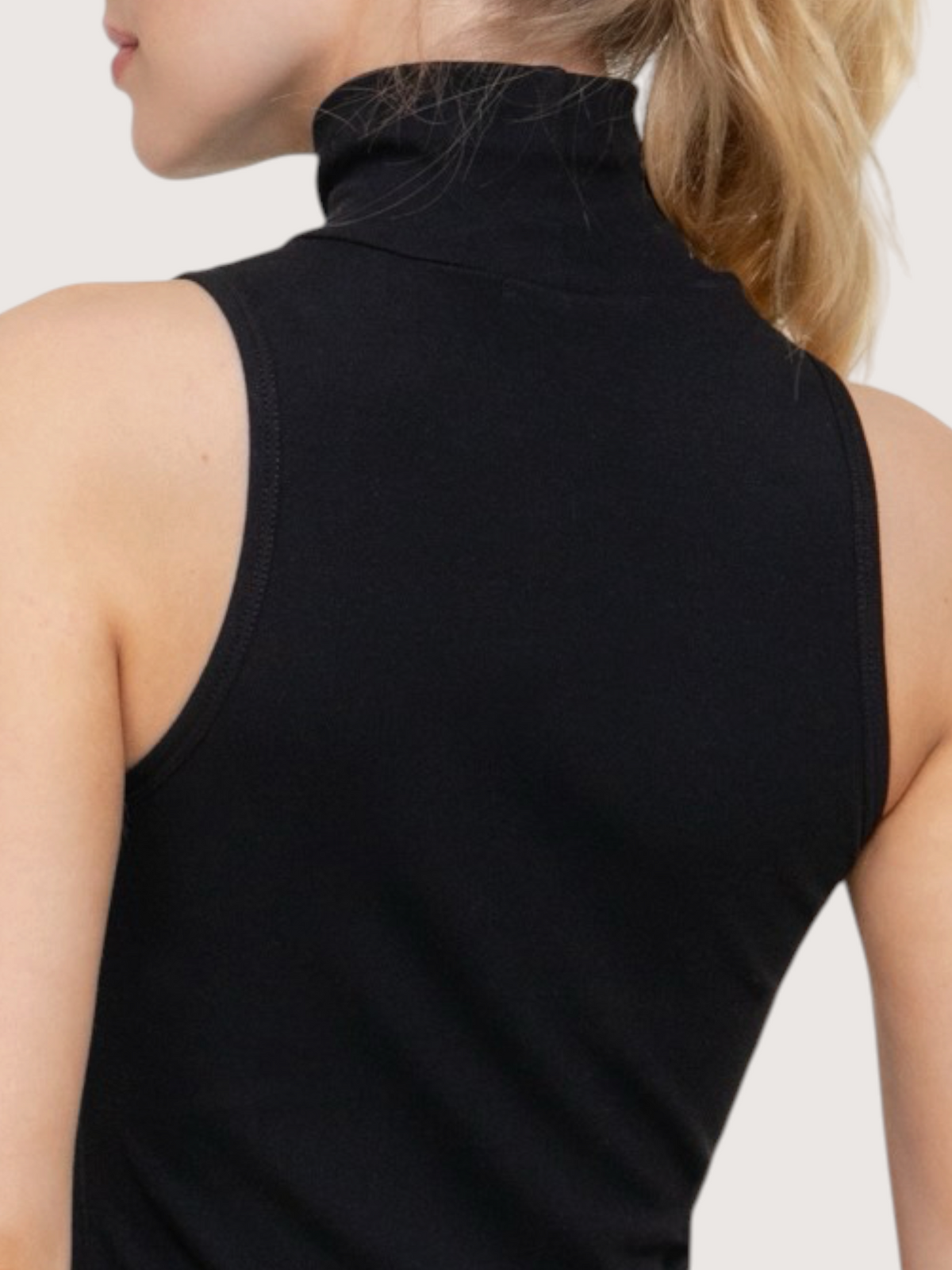 Sleeveless Cotton Turtleneck | Black