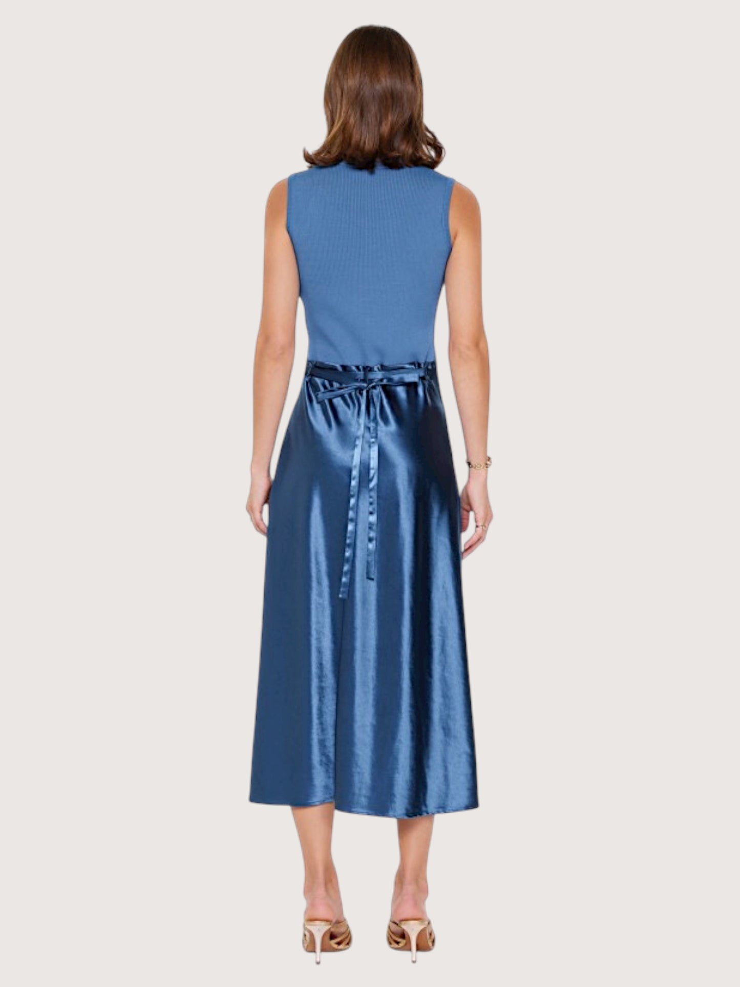 Metallic Satin Midi Dress