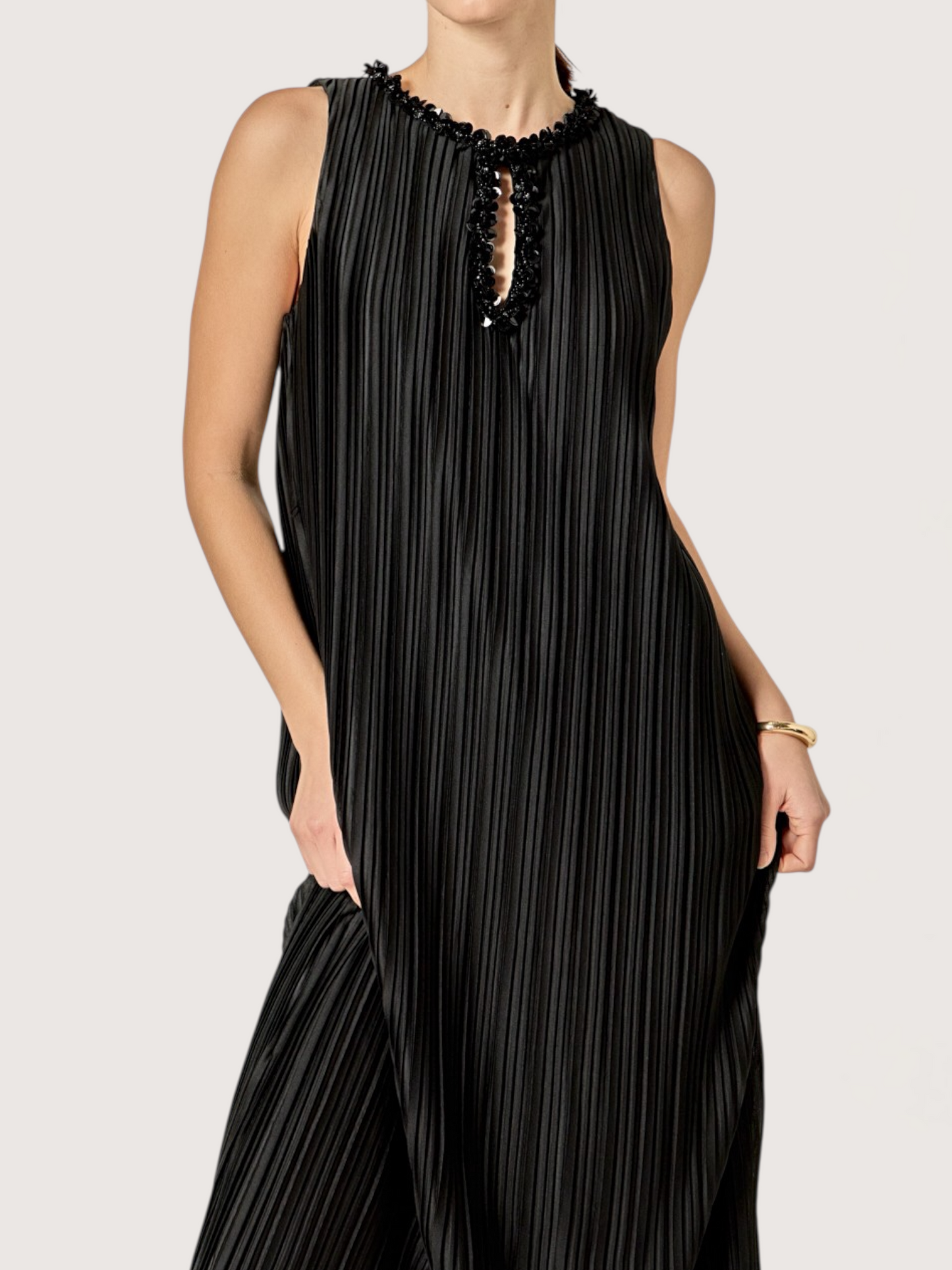 Pleated Sequin Midi Dress
