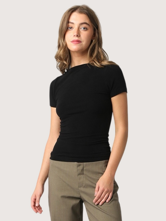 Boatneck Tee Shirt | Black