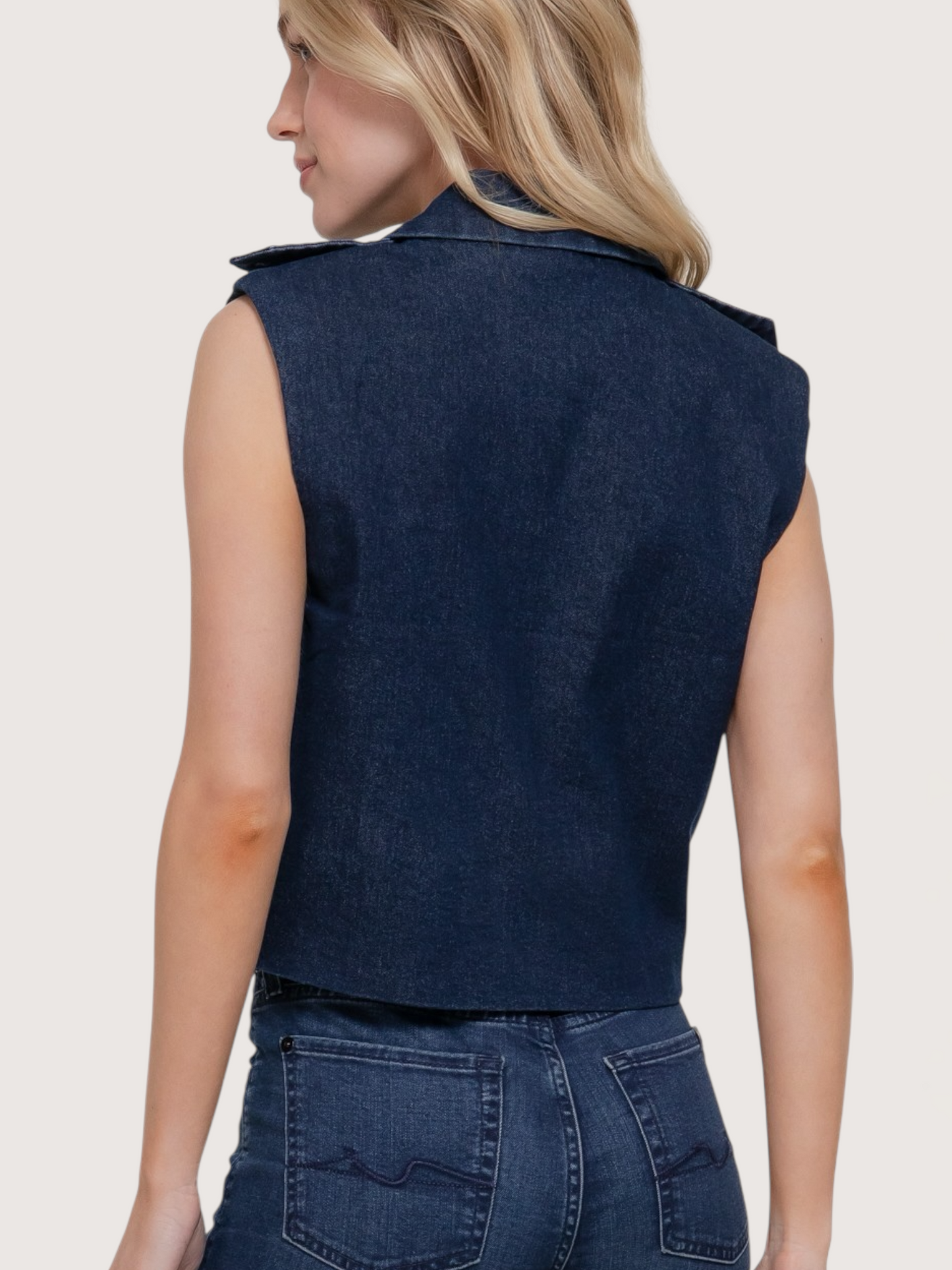 Lapel Collar Denim Vest