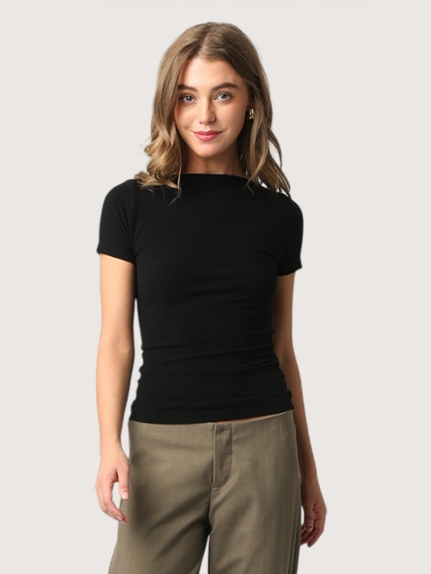 Boatneck Tee Shirt | Black