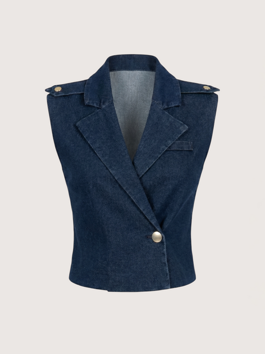 Lapel Collar Denim Vest