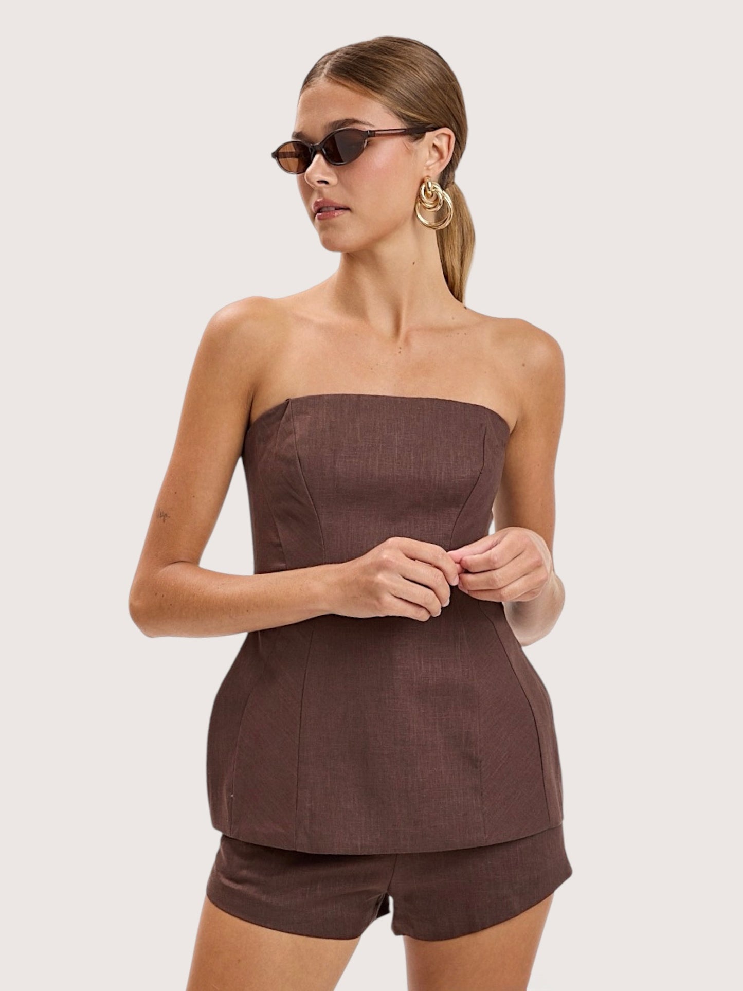 Cora Linen Top | Brown