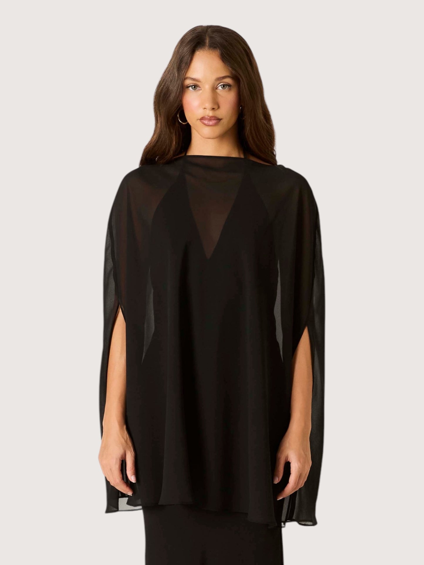 Sheer Poncho Tunic | Black