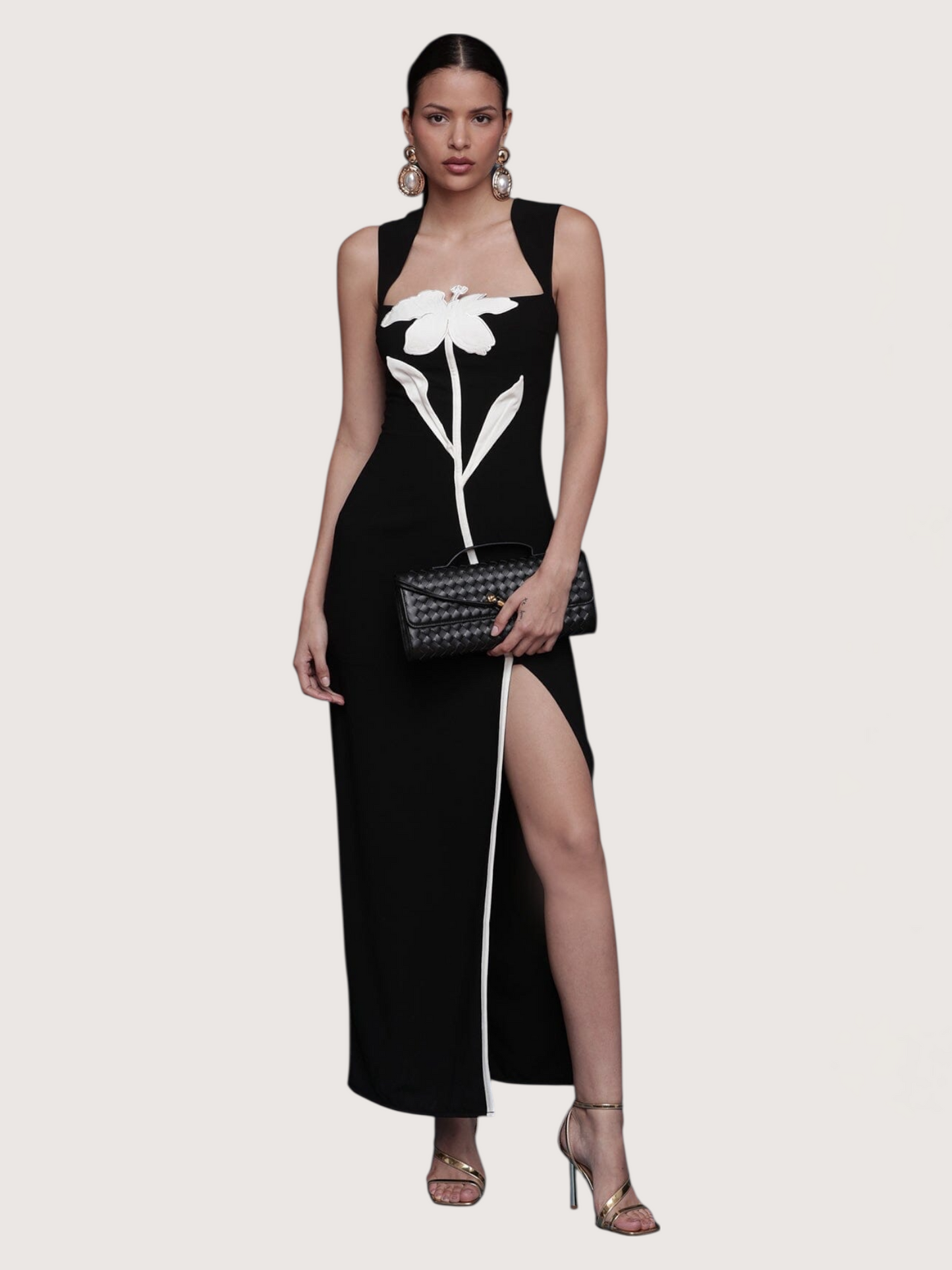 Floral Appliqué Maxi Dress