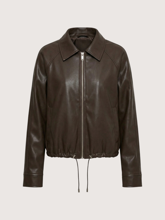 Bubble Hem Leather Jacket