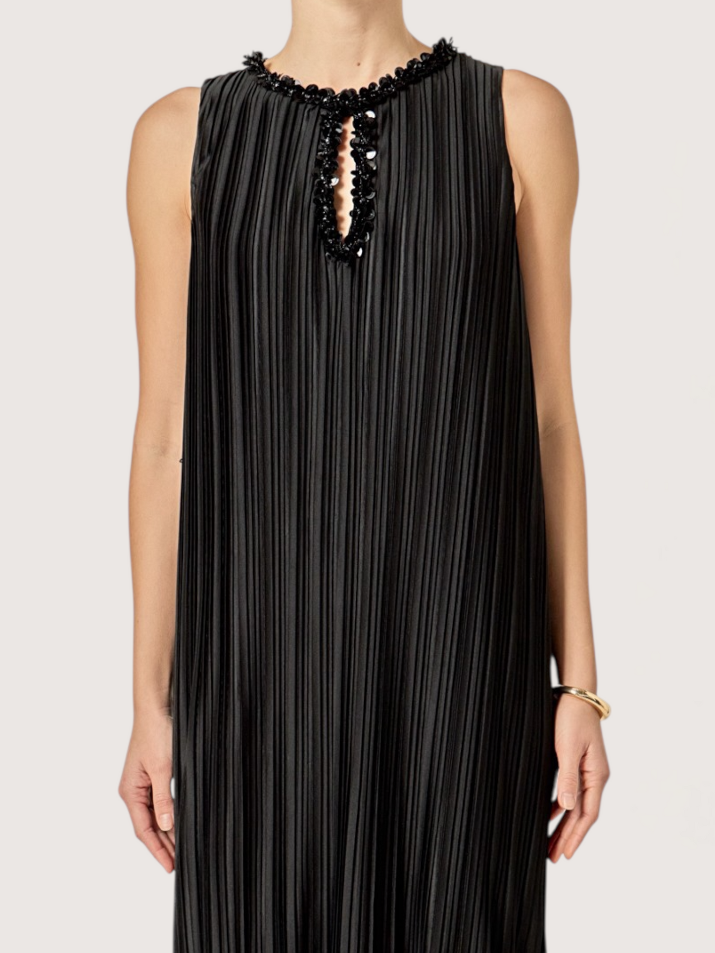 Pleated Sequin Midi Dress