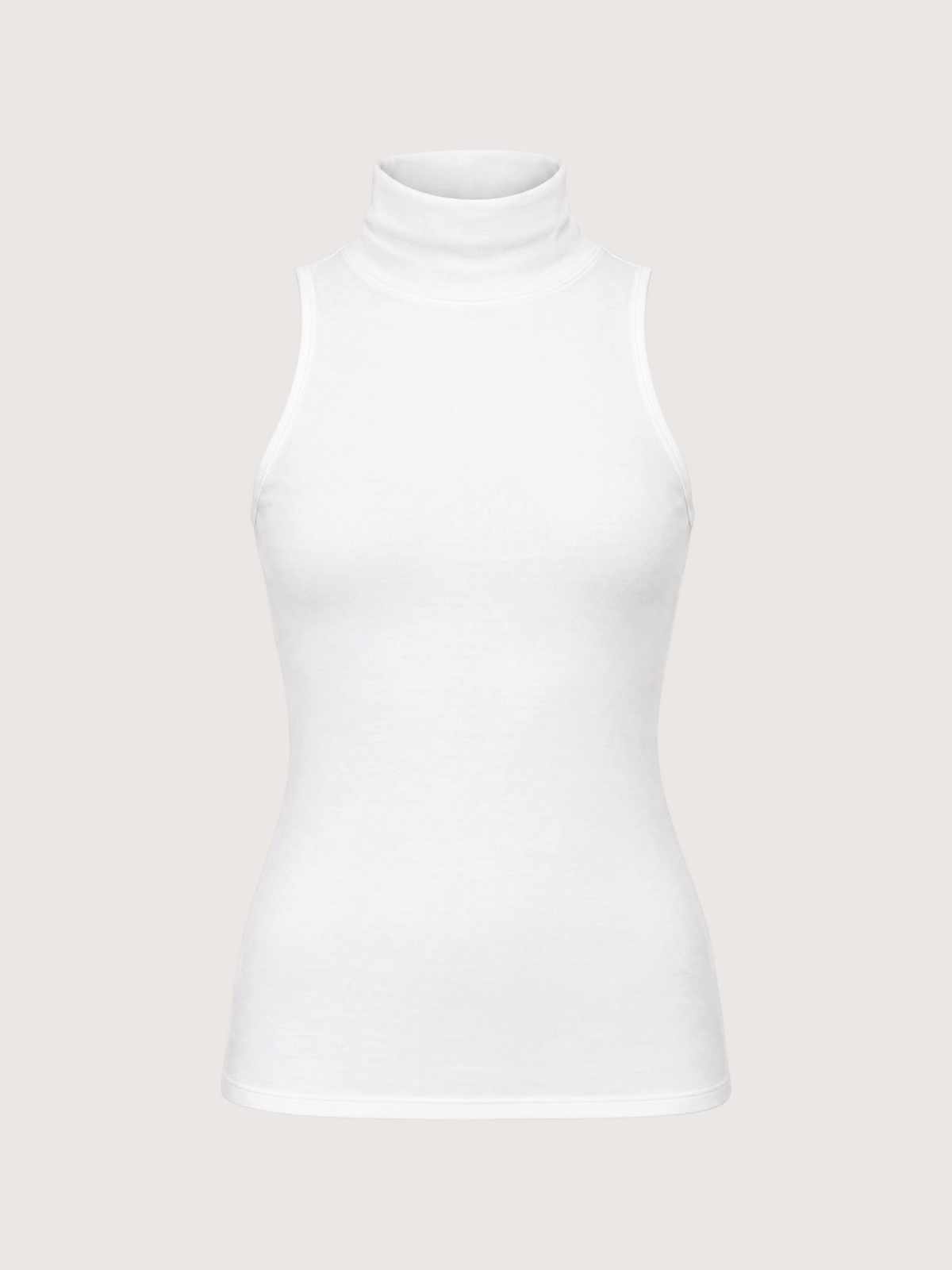 Sleeveless Cotton Turtleneck | White