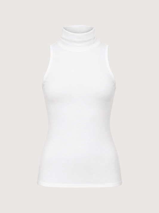 Sleeveless Cotton Turtleneck | White