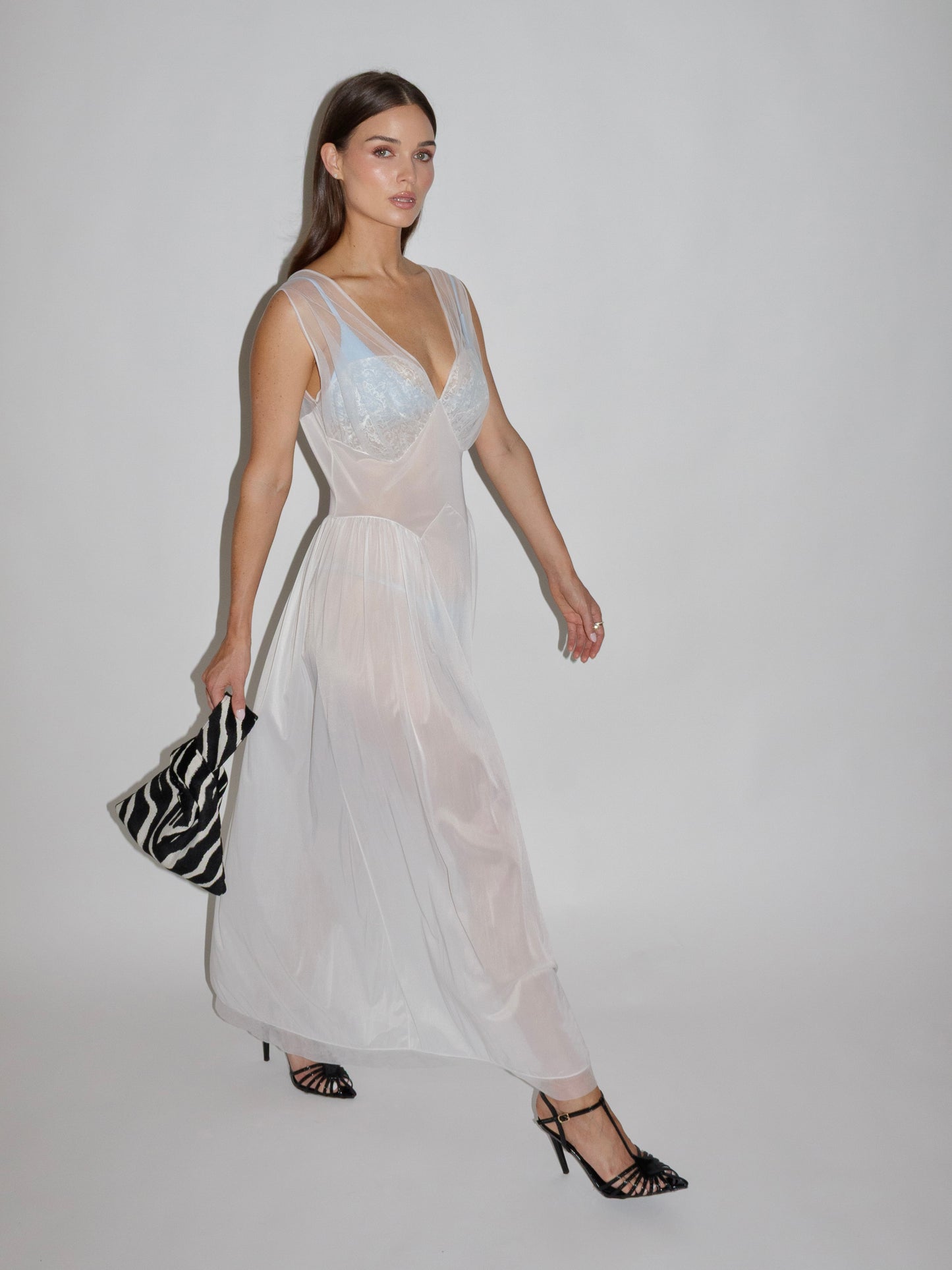 VINTAGE Sheer Lace Slip Dress