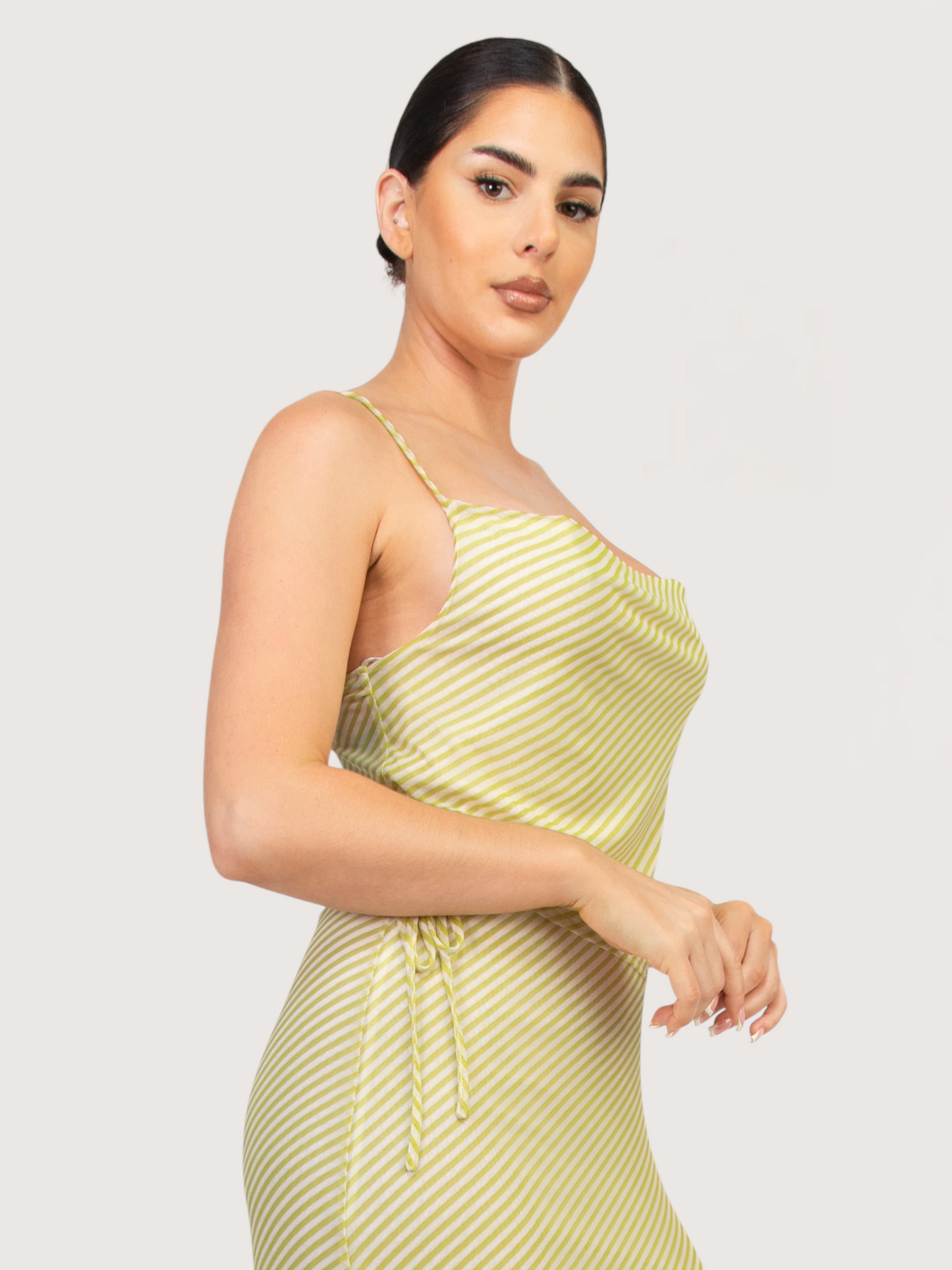 Cowl Neck Striped Tank | Green