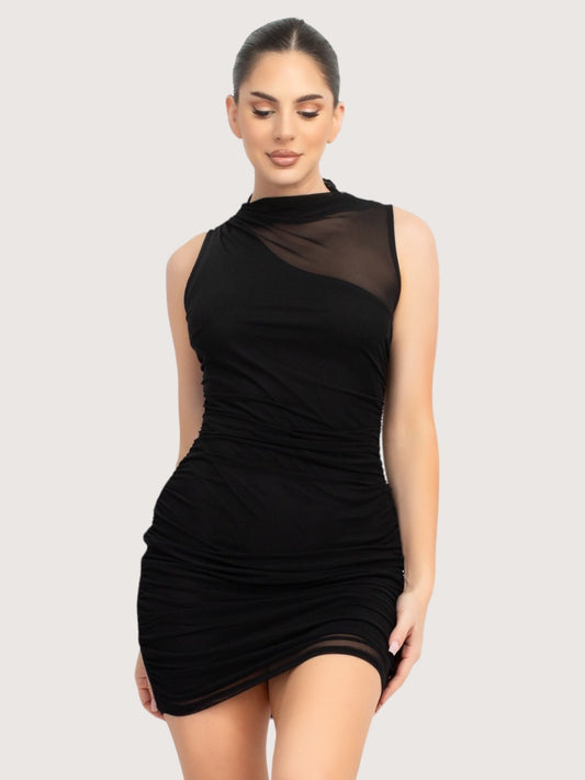 Mesh Ruched Bodycon Dress