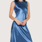 Metallic Satin Midi Dress