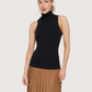 Sleeveless Cotton Turtleneck | Black