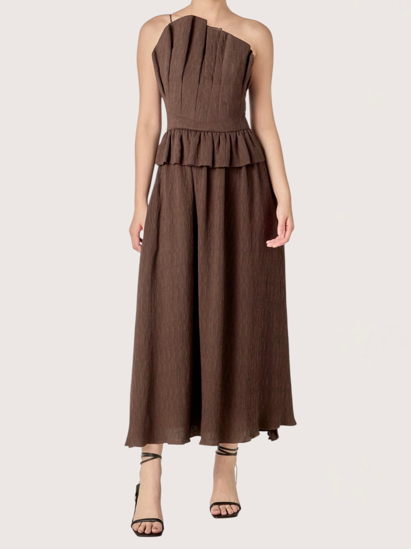 Asymmetric Ruffled Midi Dress