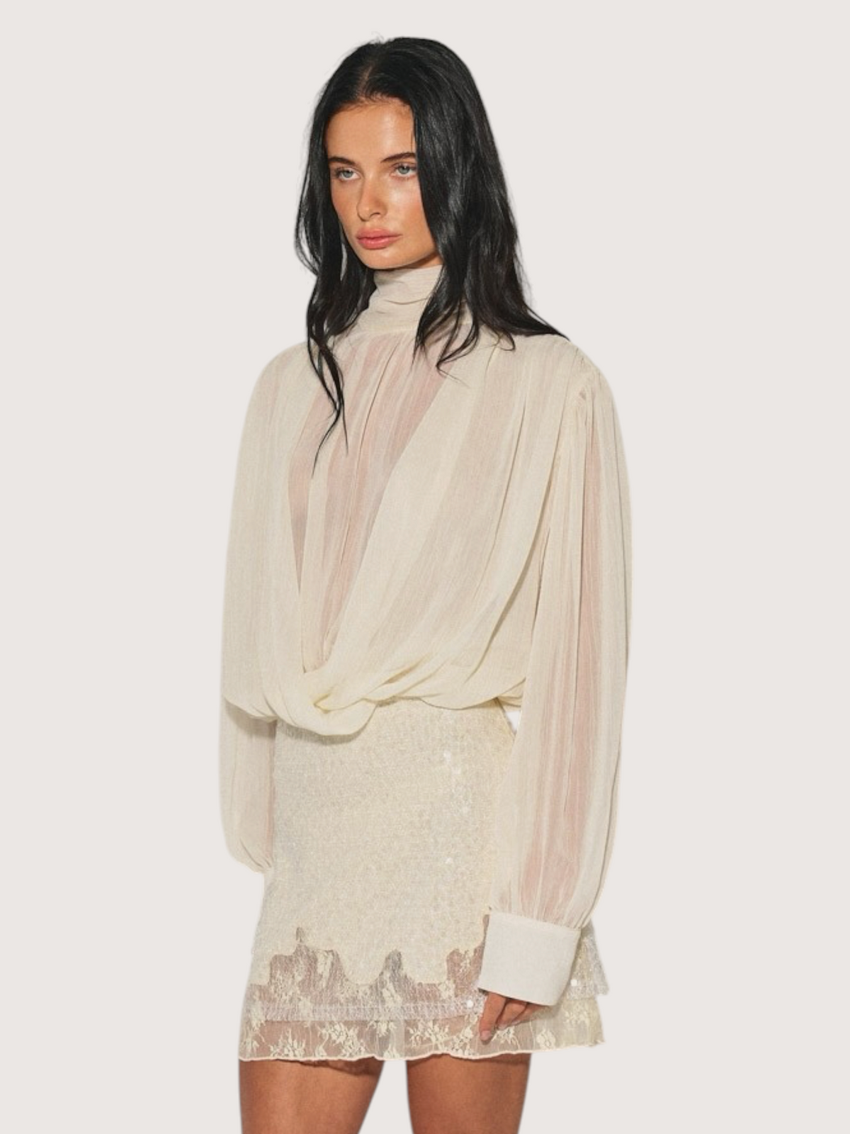 Sheer Draped Balloon Top