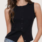 Lily Button Front Top | Black