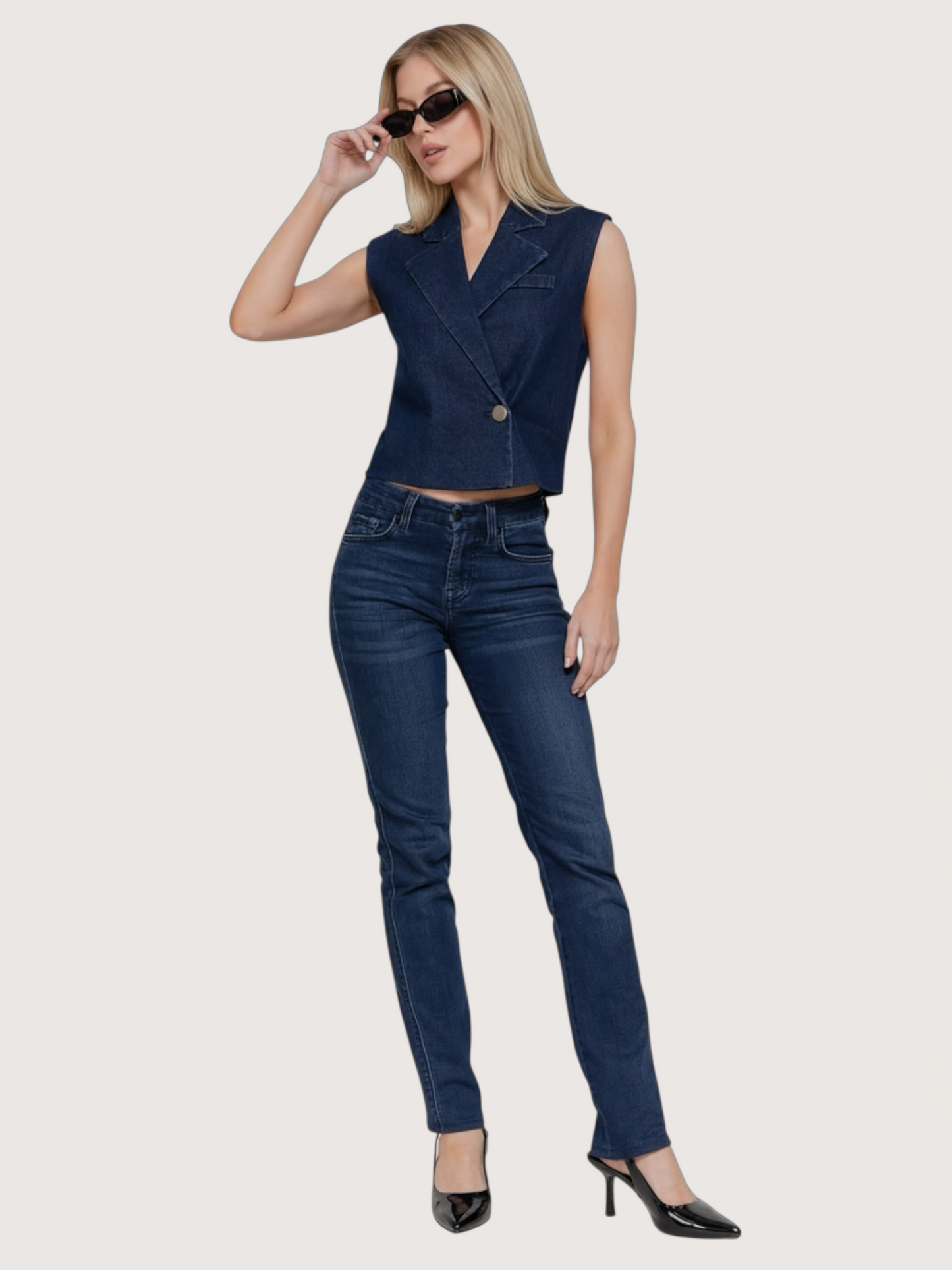 Lapel Collar Denim Vest