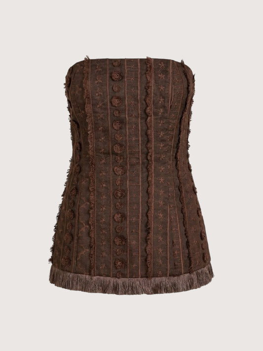 Panna Frayed Trim Top