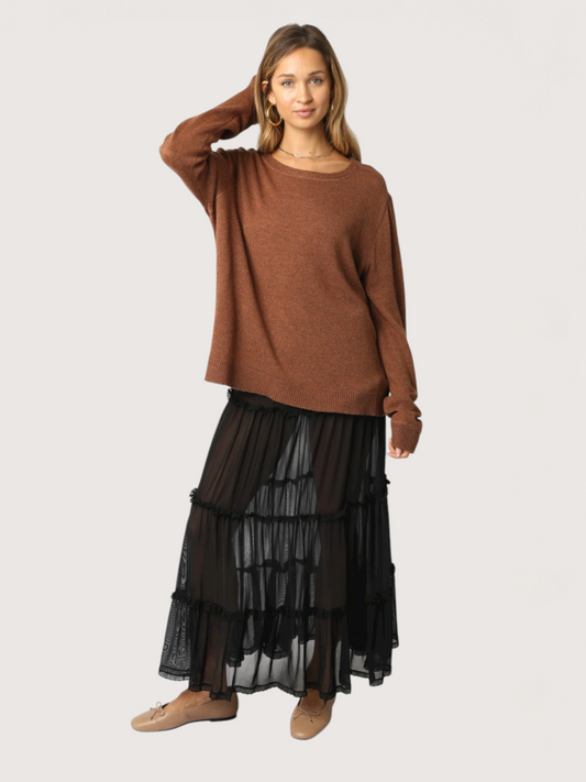 Sheer Tiered Maxi Skirt