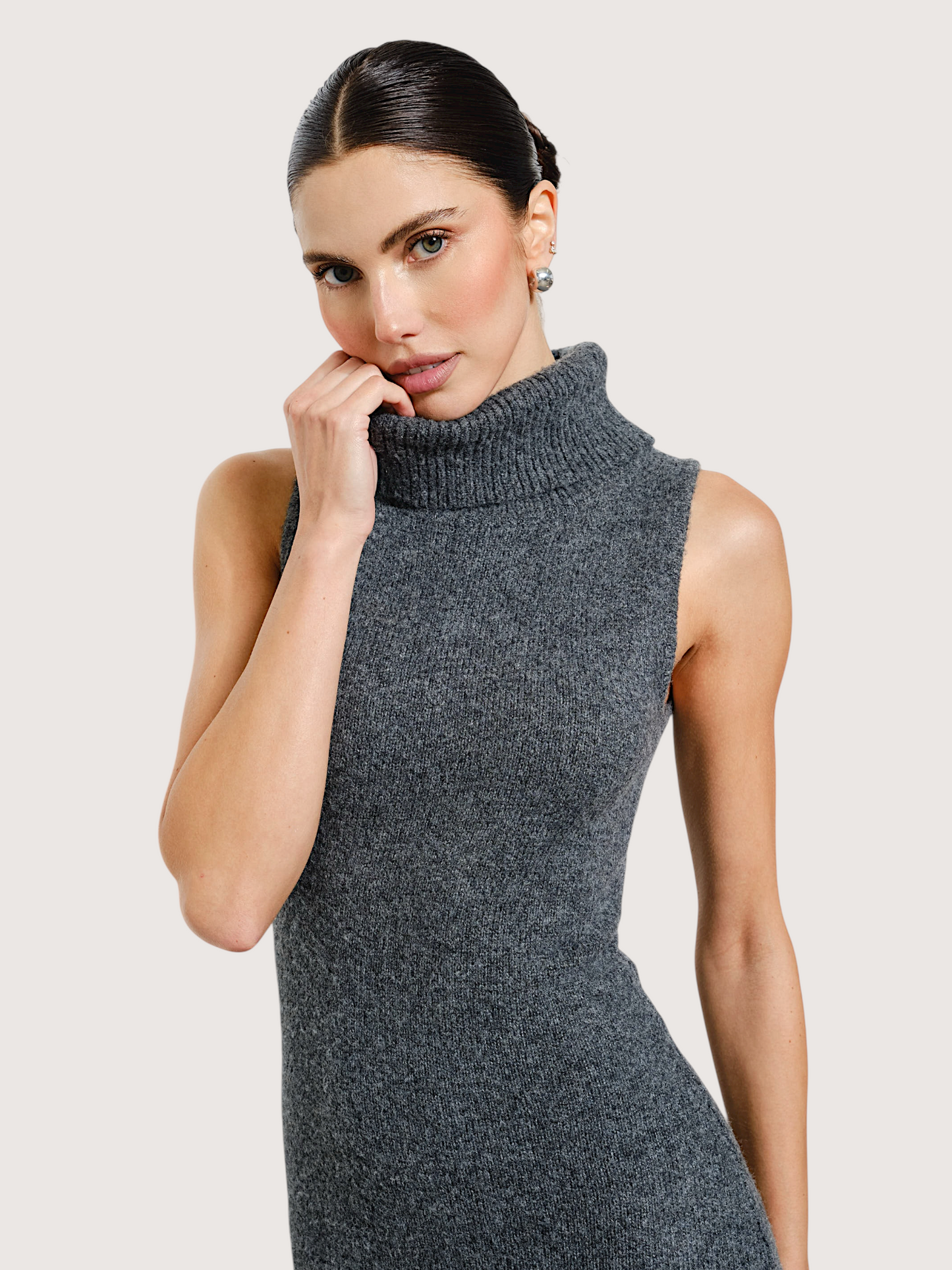 Turtleneck Knit Midi Dress