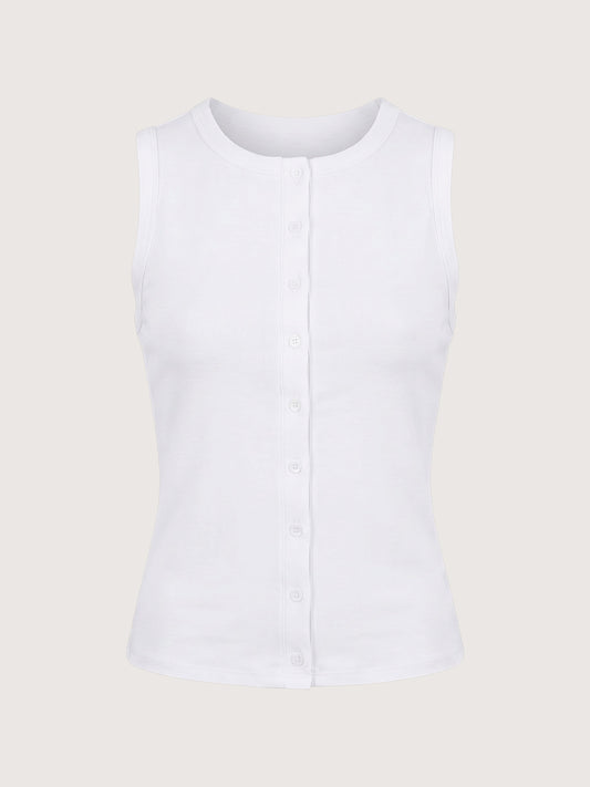 Lily Button Front Top | White