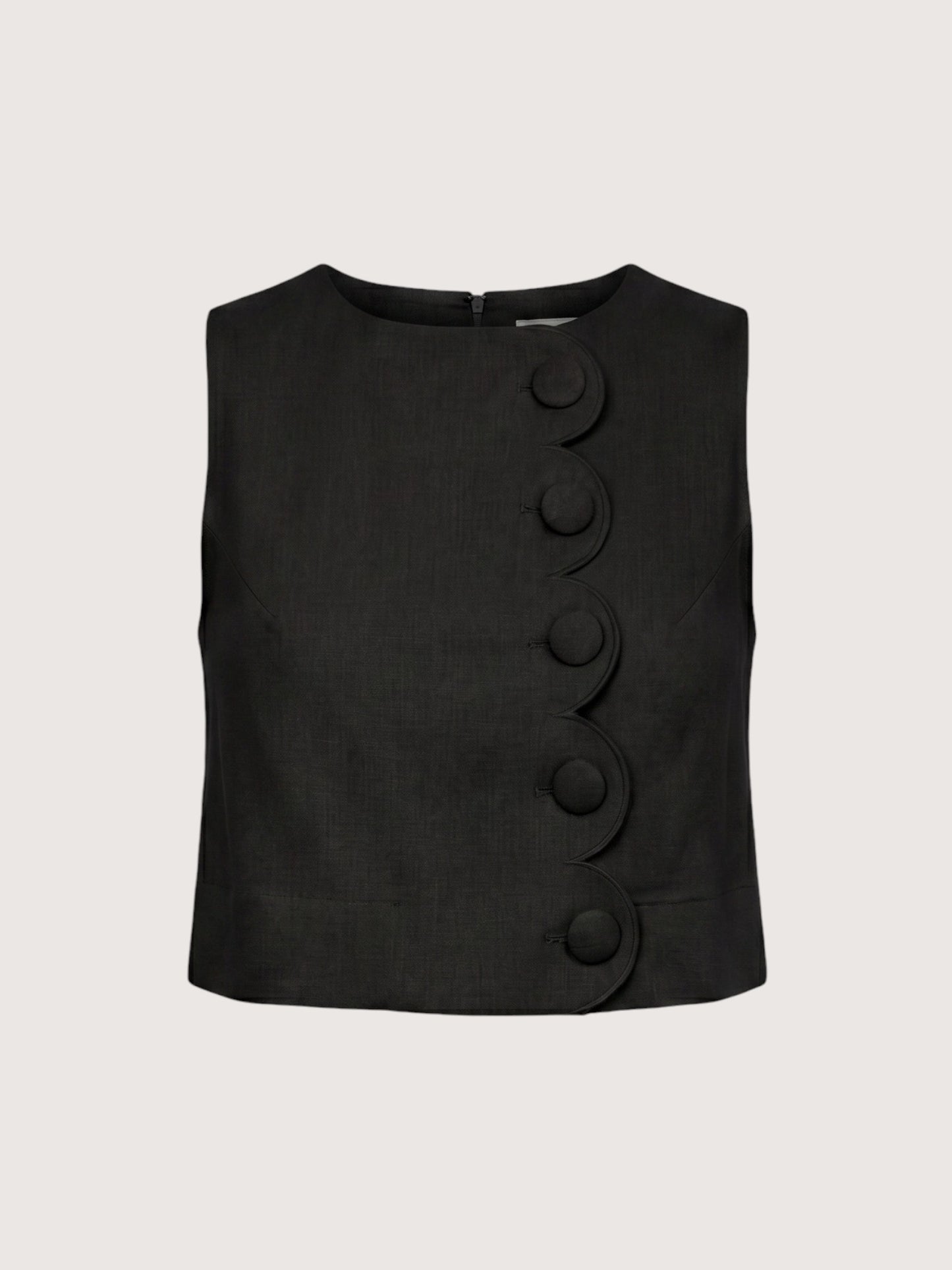 Scallop Trim Top | Black