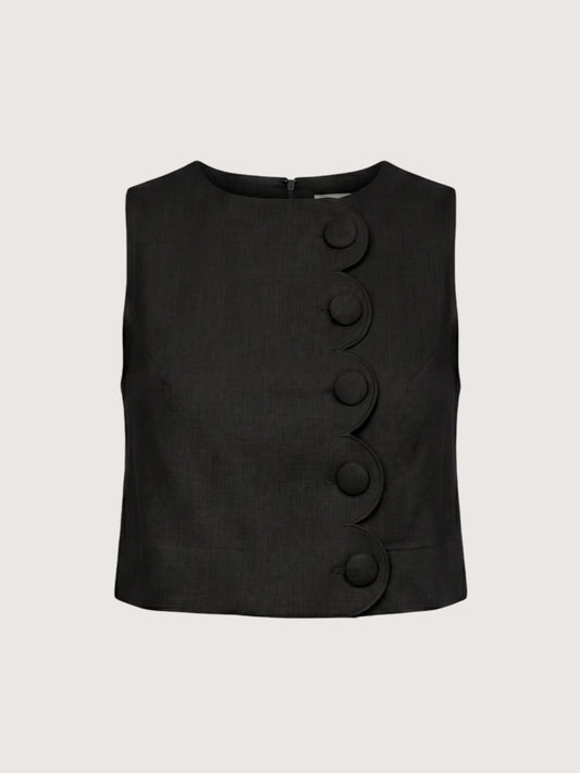 Scallop Trim Top | Black