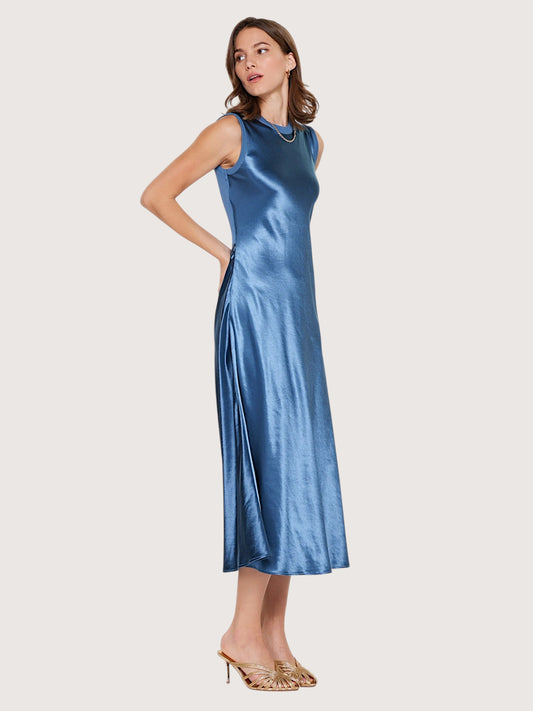 Metallic Satin Midi Dress