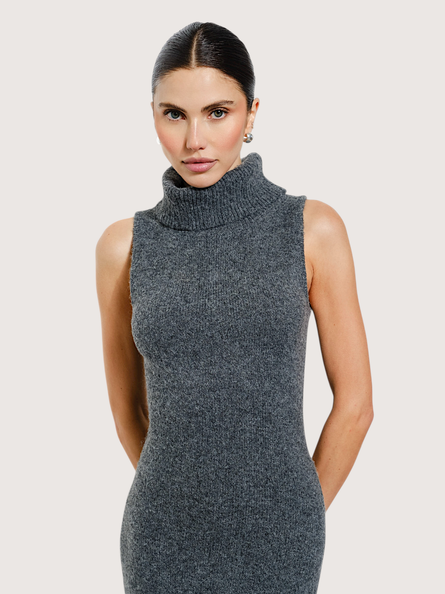 Turtleneck Knit Midi Dress