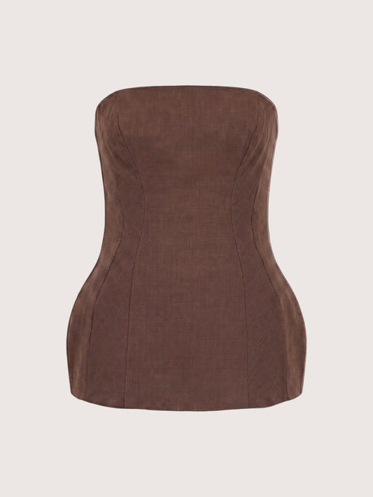 Cora Linen Top | Brown