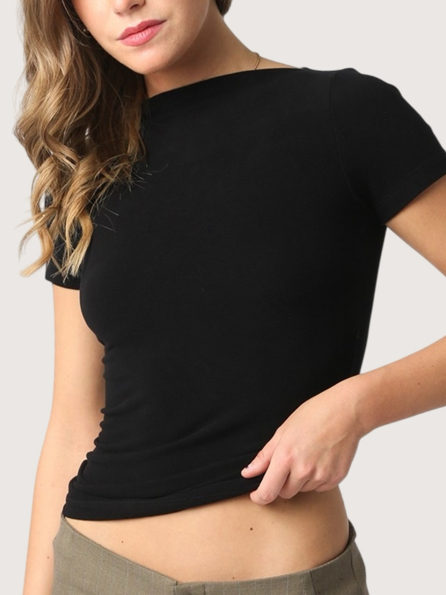 Boatneck Tee Shirt | Black